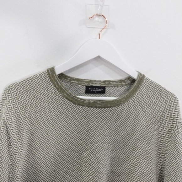 Herringbone Mens Sweater Large Gray Crew Neck Pullover Casual Jumper Cotton - Picture 6 of 11